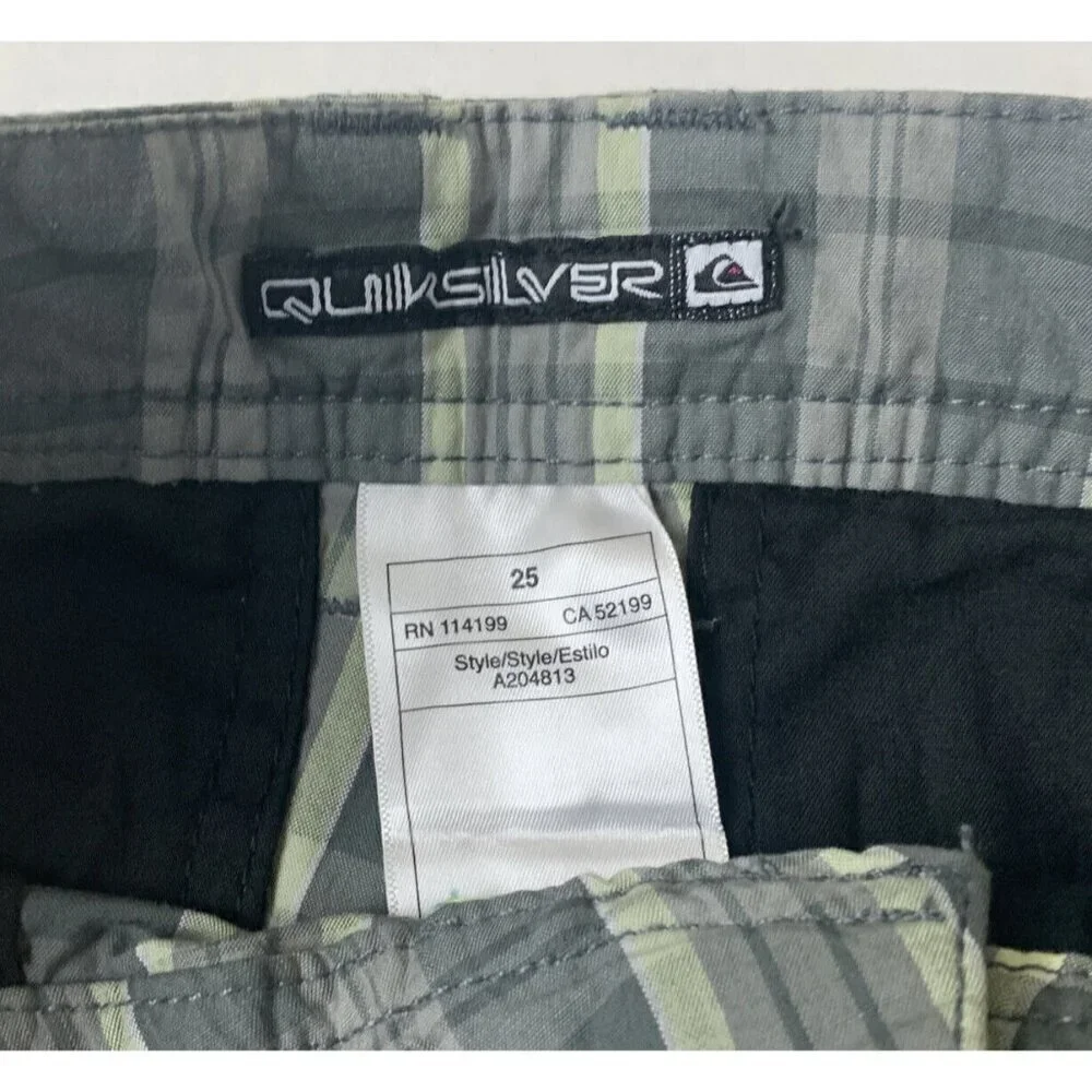 Quiksilver Mammoth Shorts Men's 25 Plaid Cotton Lightweight Blue Gray